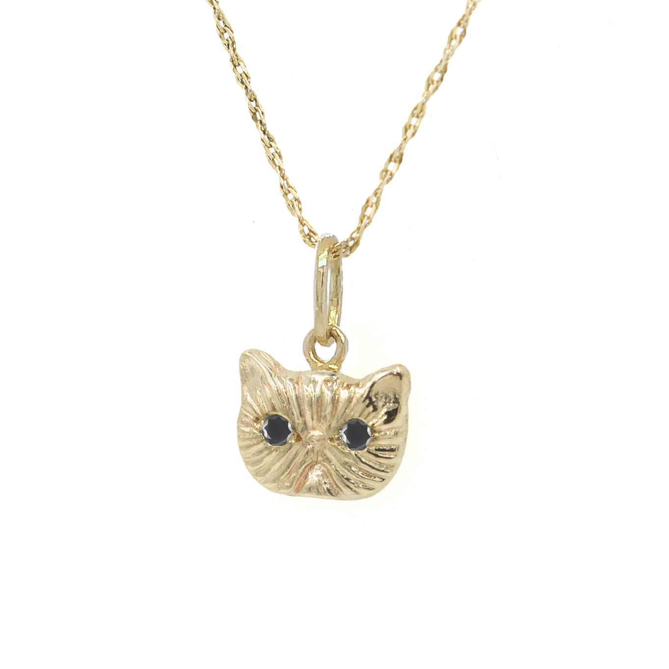 BLACK DIAMOND PONYO SUPREME PERSIAN CAT PENDANT - 14K GOLD