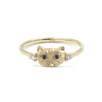 BLACK DIAMOND PONYO SUPREME PERSIAN CAT RING - 14K GOLD