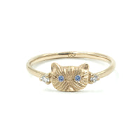 BLUE SAPPHIRE PONYO SUPREME PERSIAN CAT RING - 14K GOLD