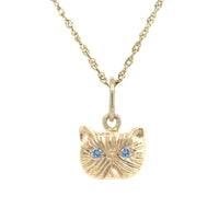 BLUE SAPPHIRE PONYO SUPREME PERSIAN CAT PENDANT - 14K GOLD