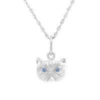 BLUE SAPPHIRE PONYO SUPREME PERSIAN CAT PENDANT - SILVER