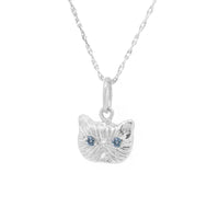 BLUE SAPPHIRE PONYO SUPREME PERSIAN CAT PENDANT - SILVER