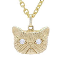 DIAMOND MEGA PONYO PERSIAN CAT PENDANT - 14K GOLD
