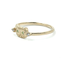 GREEN DIAMOND PONYO SUPREME PERSIAN CAT RING - 14K GOLD