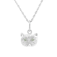 GREEN SAPPHIRE PONYO SUPREME PERSIAN CAT PENDANT - SILVER