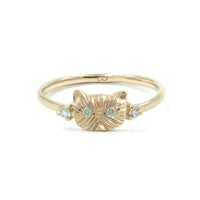 GREEN SAPPHIRE PONYO SUPREME PERSIAN CAT RING - 14K GOLD