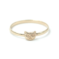 Petite Persian Cat Ring 14k Yellow Gold