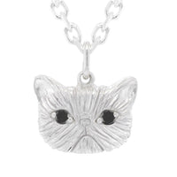 BLACK SPINEL MEGA PONYO PERSIAN CAT PENDANT - SILVER