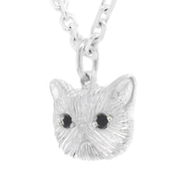 BLACK SPINEL MEGA PONYO PERSIAN CAT PENDANT - SILVER