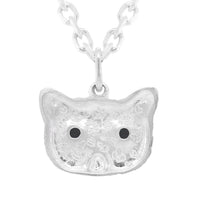 BLACK SPINEL MEGA PONYO PERSIAN CAT PENDANT - SILVER
