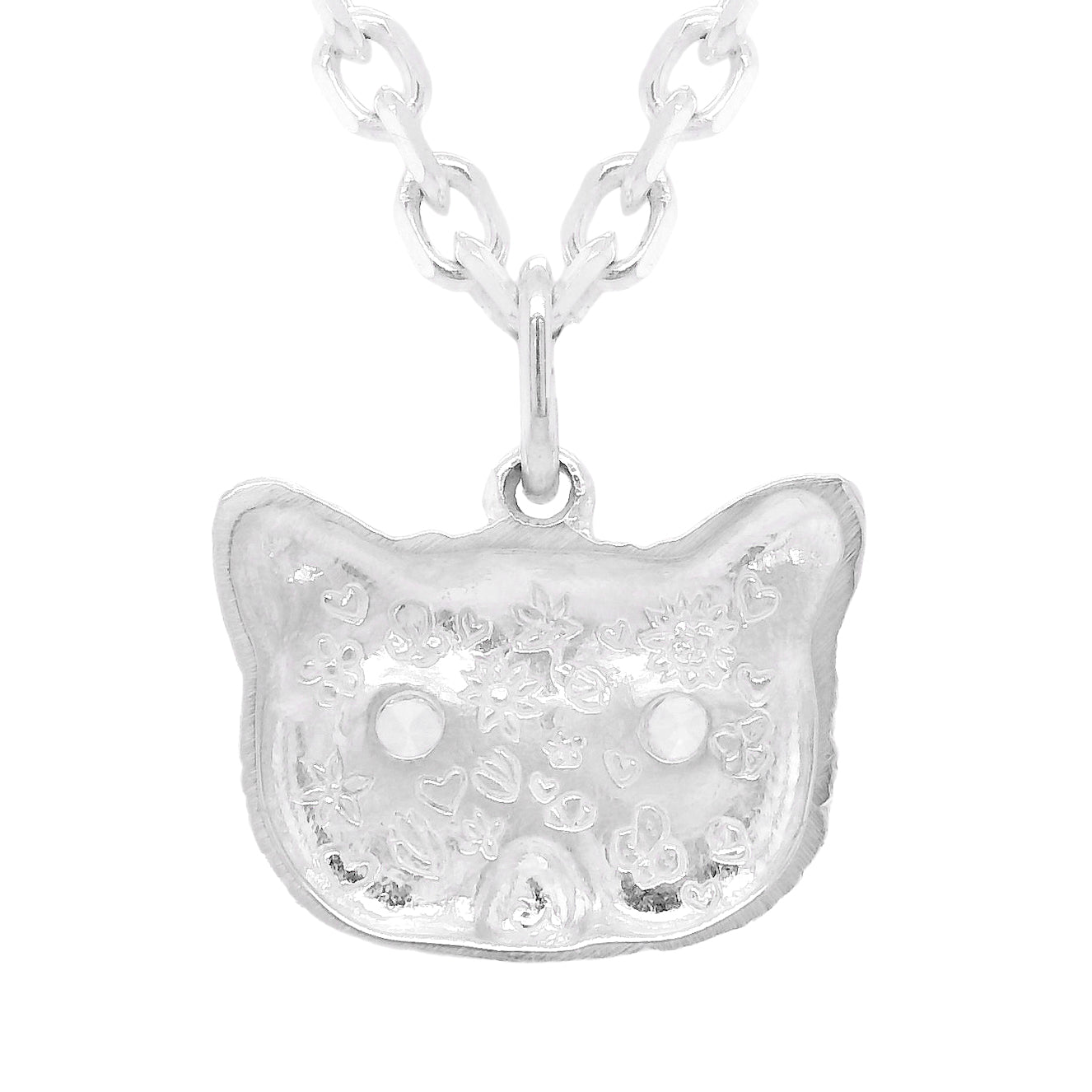 WHITE SAPPHIRE MEGA PONYO PERSIAN CAT PENDANT - SILVER – Collette