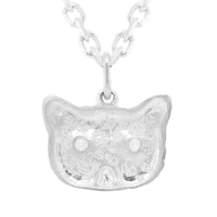WHITE SAPPHIRE MEGA PONYO PERSIAN CAT PENDANT - SILVER