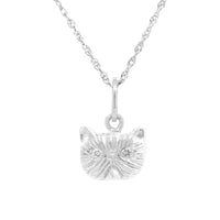 WHITE SAPPHIRE PONYO SUPREME PERSIAN CAT PENDANT - SILVER