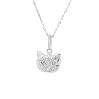 WHITE SAPPHIRE PONYO SUPREME PERSIAN CAT PENDANT - SILVER