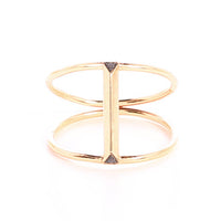 BLACK DIAMOND BAR BRIDGE RING - 14K GOLD