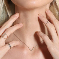 BLACK DIAMOND BAR BRIDGE RING - 14K GOLD