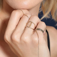 DIAMOND BAR BRIDGE RING - 14K GOLD