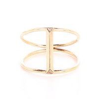 DIAMOND BAR BRIDGE RING - 14K GOLD