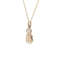 ROSECUT DIAMOND SCARAB NECKLACE - 14K GOLD