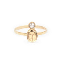 ROSECUT DIAMOND SCARAB RING - 14K GOLD