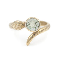 GREEN AMETHYST BIG BOA RING - 14K GOLD