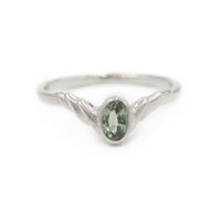 GREEN SAPPHIRE LAUREL RING - 14K WHITE GOLD