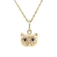 BLACK DIAMOND PONYO SUPREME PERSIAN CAT PENDANT - 14K GOLD