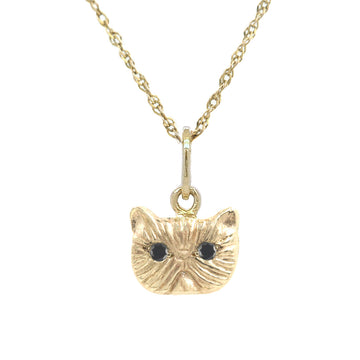 BLACK DIAMOND PONYO SUPREME PERSIAN CAT PENDANT - 14K GOLD
