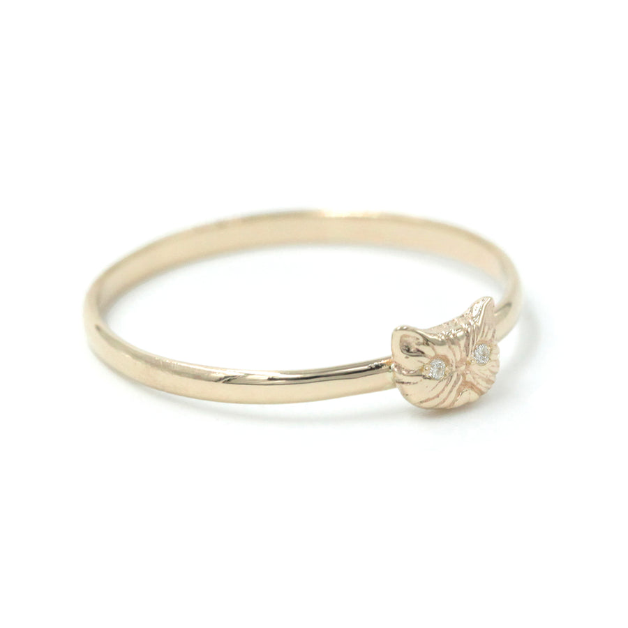 DIAMOND PETITE PERSIAN CAT RING - 14K GOLD