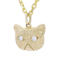 DIAMOND MEGA PONYO PERSIAN CAT PENDANT - 14K GOLD