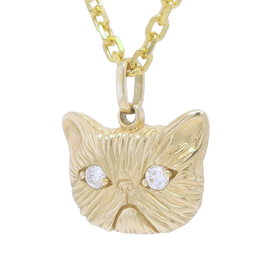 DIAMOND MEGA PONYO PERSIAN CAT PENDANT - 14K GOLD – Collette