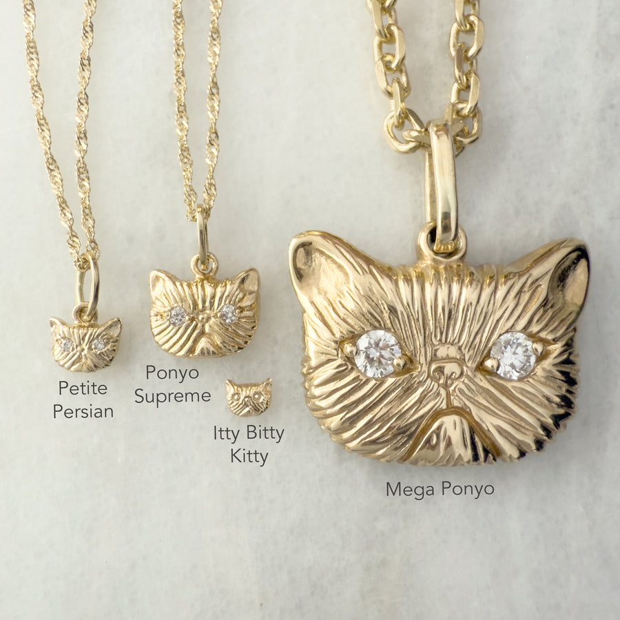 PETITE PERSIAN CAT STUDS - 14K GOLD