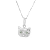 GREEN SAPPHIRE PONYO SUPREME PERSIAN CAT PENDANT - SILVER