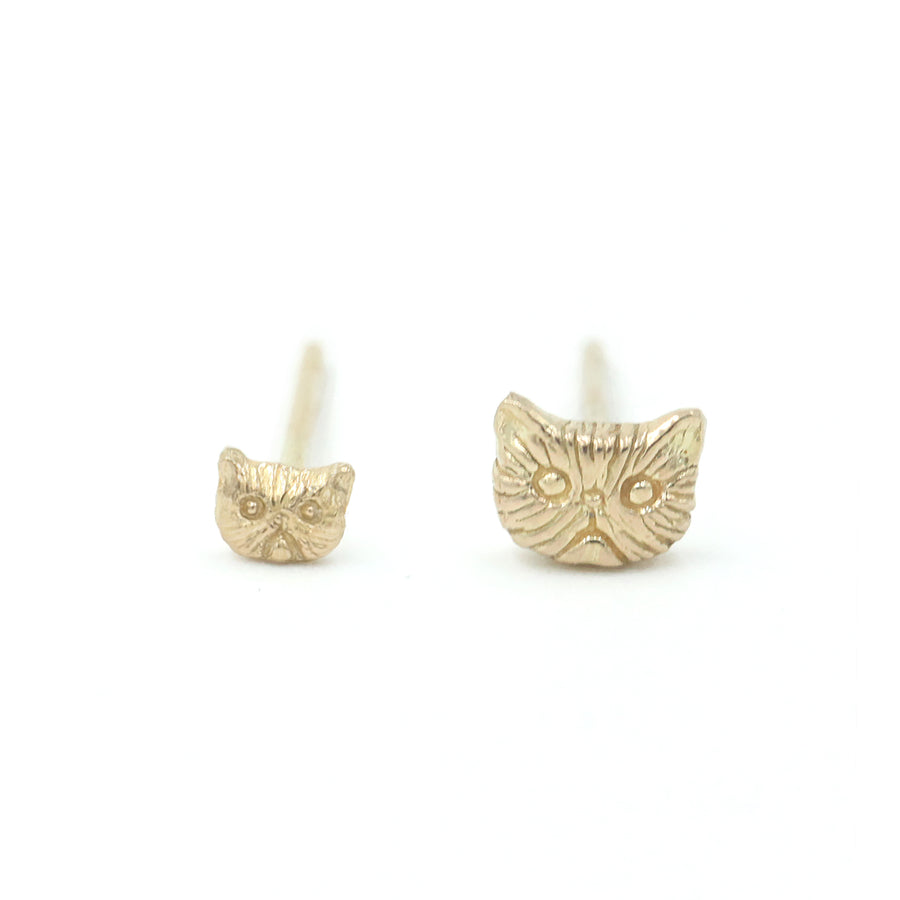 DIAMOND PETITE PERSIAN CAT STUD - 14K GOLD
