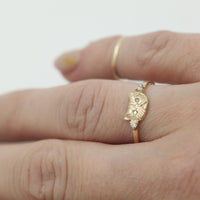 Diamond Ponyo Supreme Persian Cat Ring 14k Yellow Gold