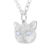BLUE TOPAZ MEGA PONYO PERSIAN CAT PENDANT - SILVER