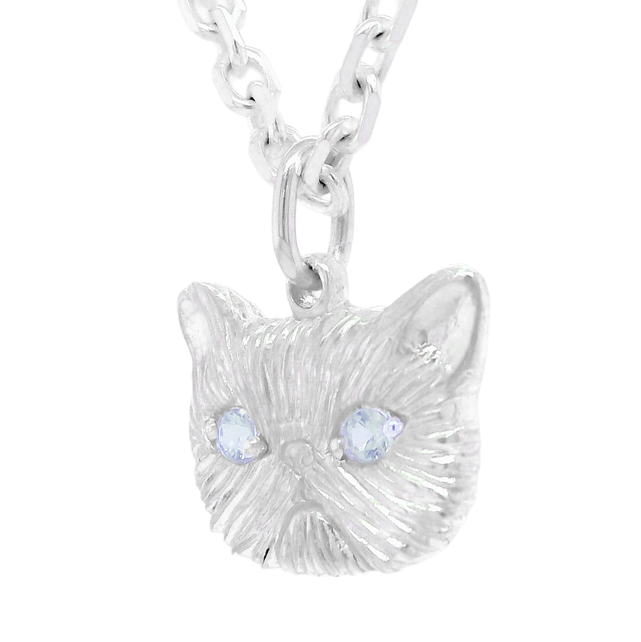 P.Silver Cat 銀猫 （OC） BLUE TOPAZ MEGA PONYO PERSIAN CAT PENDANT - SILVER – Collette
