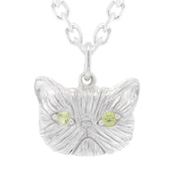 PERIDOT MEGA PONYO PERSIAN CAT PENDANT - SILVER