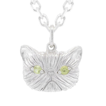 PERIDOT MEGA PONYO PERSIAN CAT PENDANT - SILVER
