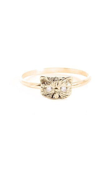 PONYO CAT RING WITH DIAMOND EYES