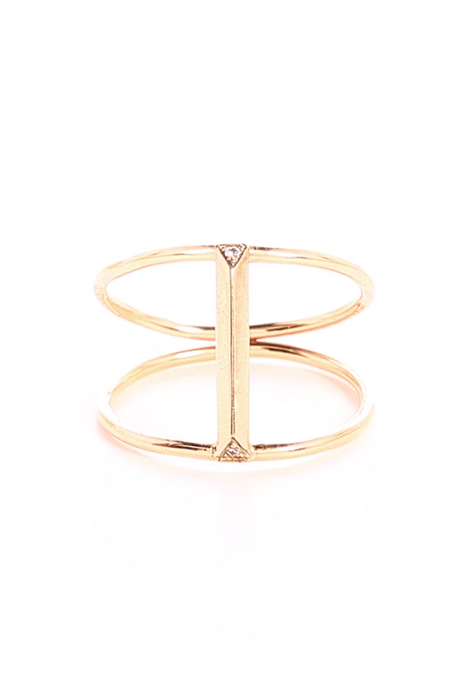 WHITE DIAMOND BAR BRIDGE RING