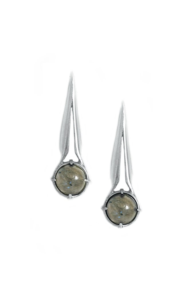 LABRADORITE BAT NAP STUDS - SILVER