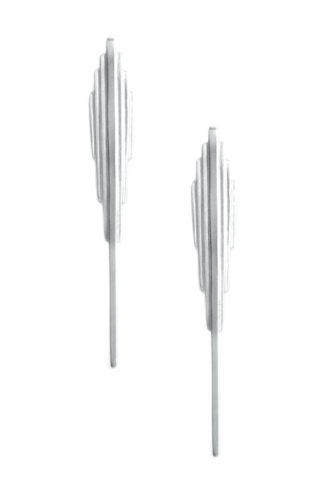 EMERALD DAGGER STUDS - SILVER