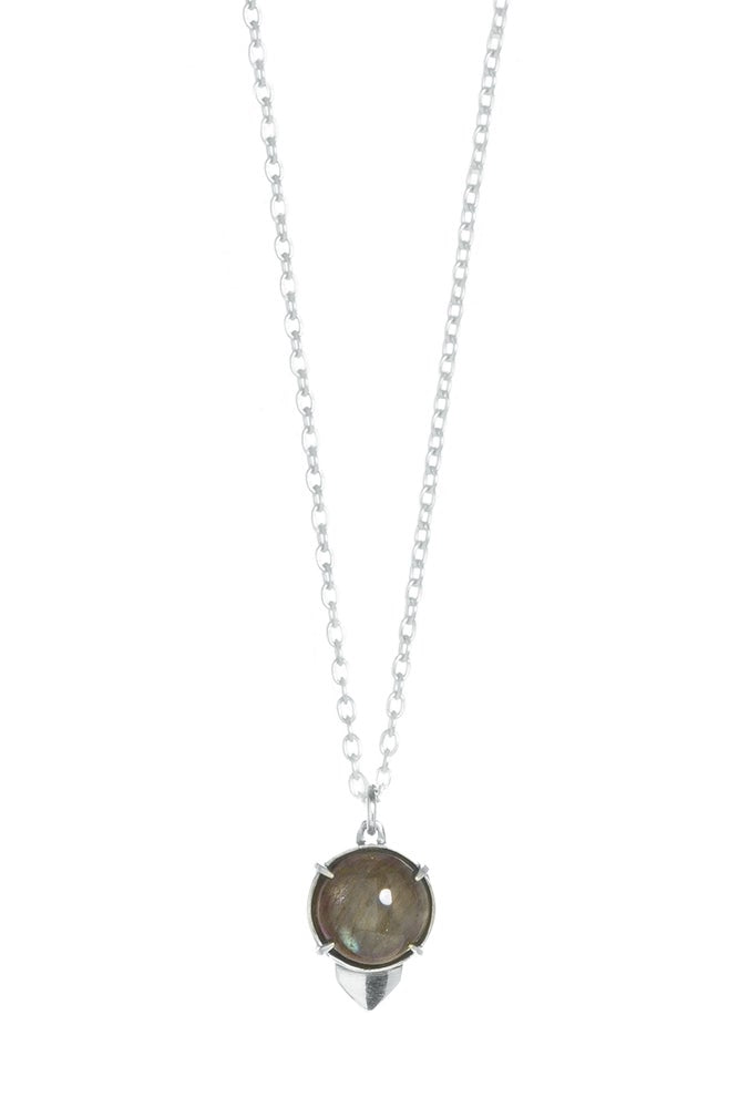 LABRADORITE OWL NECKLACE - SILVER