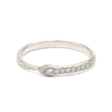 Diamond Ouroboros Ring- 14k White Gold