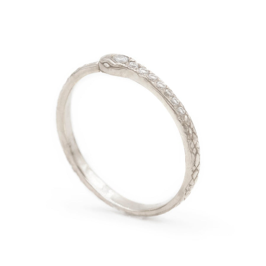 Diamond Ouroboros Ring- 14k White Gold