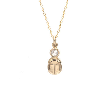 Rosecut Diamond Scarab Necklace