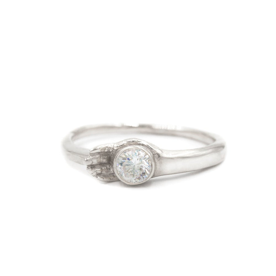 Diamond Hand Ring- 14k White Gold
