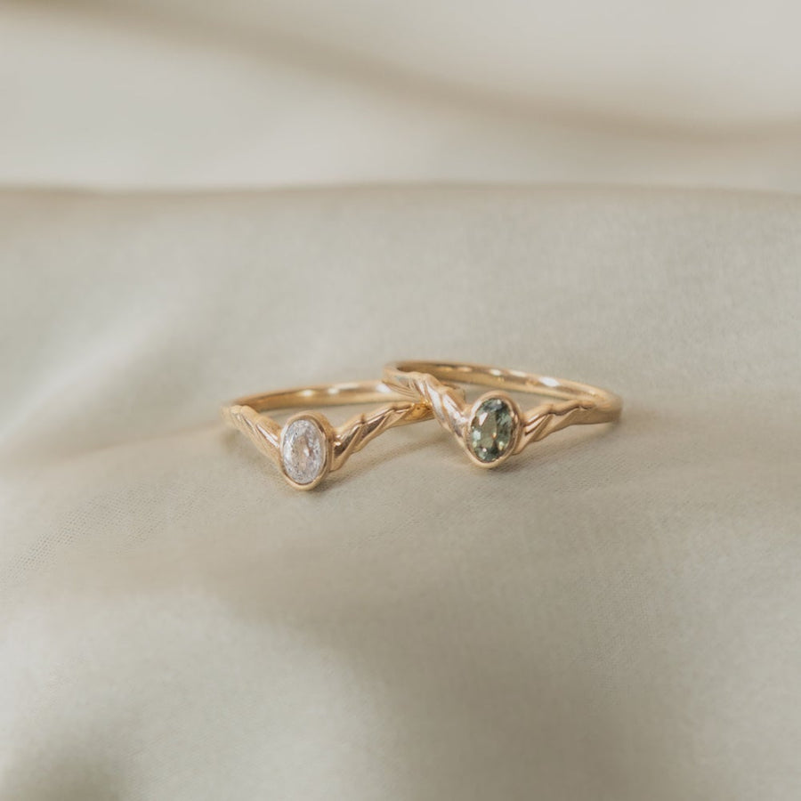 Green Sapphire Laurel Ring