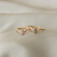 Green Sapphire Laurel Ring- 14k White Gold